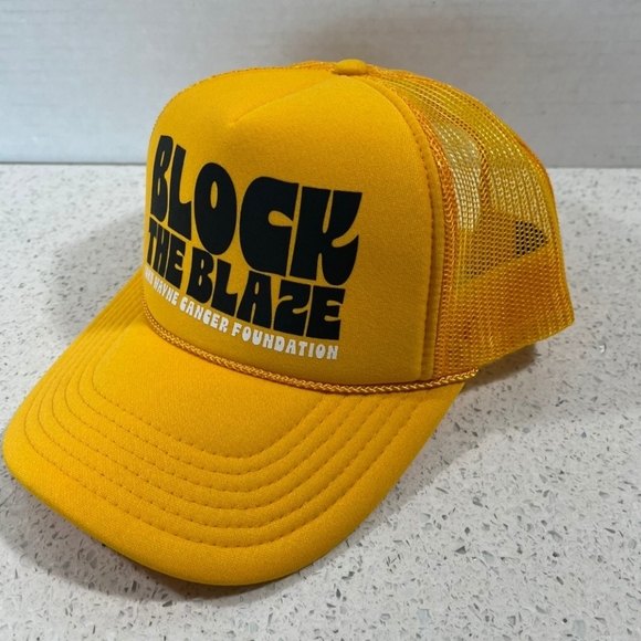 John Wayne Cancer Foundation Trucker Hat – Snapback Mesh Yellow Block the Blaze - Picture 1 of 5